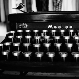 black and white typewriter close-up